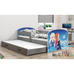 BMS Dětská obrázková postel s přistýlkou LUKI 2 | šedá Obrázek: Snow