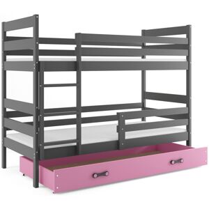 BMS Dětská patrová postel ERYK / šedá Barva: Šedá / růžová, Rozměr: 160 x 80 cm