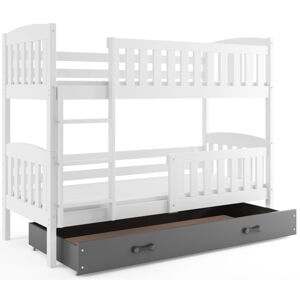 BMS Dětská patrová postel Kubus / BÍLÁ Barva: bílá / šedá, Rozměr: 190 x 80 cm
