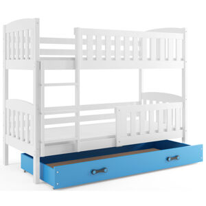 BMS Dětská patrová postel Kubus / BÍLÁ Barva: bílá / modrá, Rozměr: 200 x 90 cm
