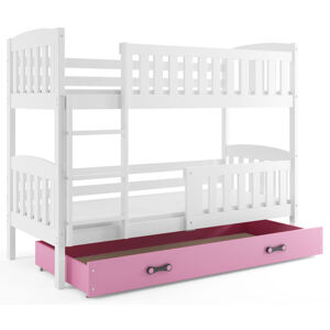 BMS Dětská patrová postel Kubus / BÍLÁ Barva: bílá / růžová, Rozměr: 190 x 80 cm