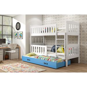 BMS Dětská patrová postel KUBUŠ 3 s přistýlkou | bílá Barva: bílá / modrá, Rozměr: 200 x 90 cm