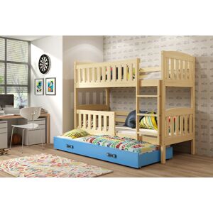 BMS Dětská patrová postel s přistýlkou KUBUŠ 3 | borovice Barva: Borovice / modrá, Rozměr: 190 x 80 cm