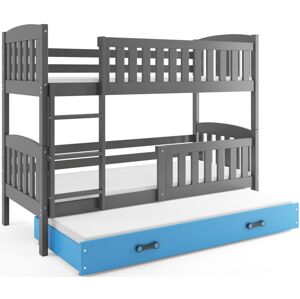 BMS Dětská patrová postel kubus 3 s přistýlkou / šedá Barva: Šedá / Modrá, Rozměr: 190 x 80 cm
