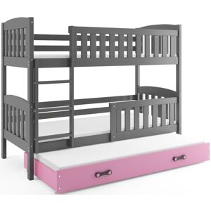BMS Dětská patrová postel kubus 3 s přistýlkou / šedá Barva: Šedá / růžová, Rozměr: 190 x 80 cm