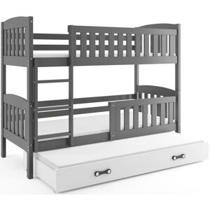 BMS Dětská patrová postel kubus 3 s přistýlkou / šedá Barva: Šedá / bílá, Rozměr: 190 x 80 cm