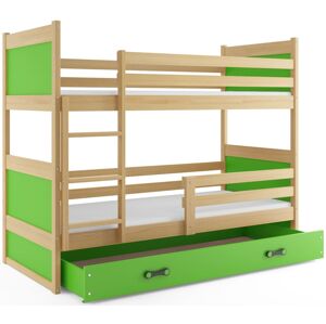 BMS Dětská patrová postel RICO | borovice 80 x 190 cm Barva: Zelená