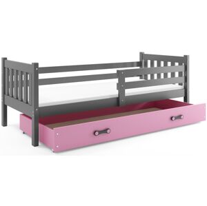 BMS Dětská postel s úložným prostorem CARINO | 90 x 200 cm Barva: Šedá / růžová