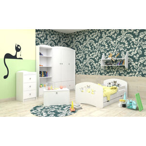 Happy Babies Dětská postel Happy design / kočičky Farba: Biela / biela, Prevedenie: L06 / 90 x 180 cm / S úložným priestorom