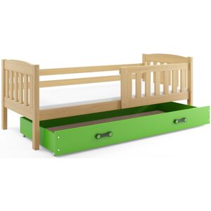 BMS Dětská postel KUBUŠ 1 s úložným prostorem | borovice Barva: Borovice / zelená, Rozměr: 200 x 90 cm