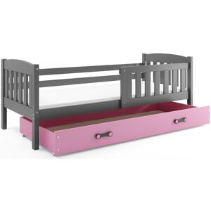 BMS Dětská postel KUBUŠ 1 s úložným prostorem | šedá Barva: Šedá / růžová, Rozměr: 160 x 80 cm