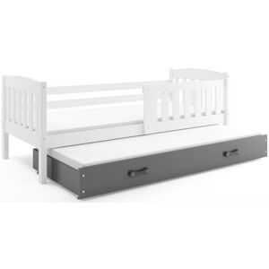 BMS Dětská postel KUBUŠ 2 s přistýlkou | bílá Barva: bílá / šedá, Rozměr: 190 x 80 cm