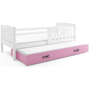BMS Dětská postel KUBUŠ 2 s přistýlkou | bílá Barva: bílá / růžová, Rozměr: 190 x 80 cm