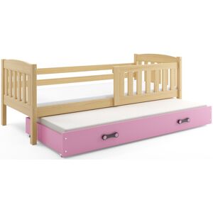 BMS Dětská postel KUBUŠ 2 s přistýlkou | borovice Barva: Borovice / růžová, Rozměr: 200 x 90 cm