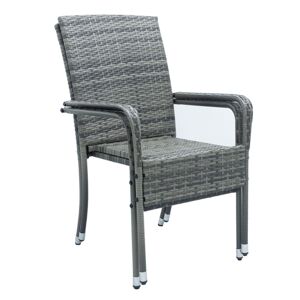 Juskys Polyratanové zahradní židle Yoro Set 2 stohovatelné s područkami - šedá mramorovaná