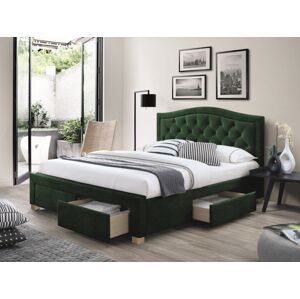 Signal Čalouněná postel ELECTRA VELVET 160 x 200 cm barva zelená / dub